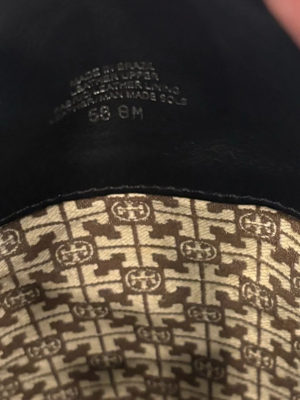 Tory Burch Selma riding boots in black pebbled leather size 8
